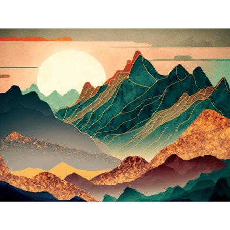 Picture on numbers with a subframe and a rubberized “sunset in the mountains”, 30 x 40 cm-1