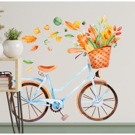 Sticker Plastic Interior color "Bicycle with autumn leaves" 30x90 cm