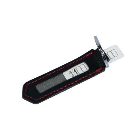 Keychain for keys with phone number, pu skin, black-1