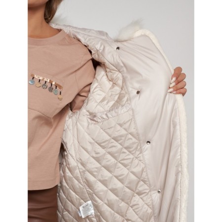 Coat insulated winter female, size 46, beige color-14