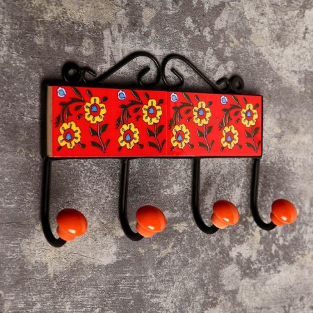 Ceramics hooks, iron "Classic" (4 hooks) 20x5x13 cm mix-1