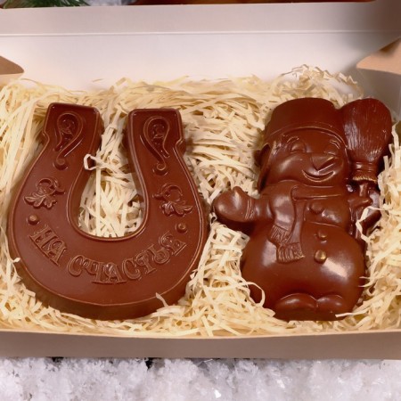 Chocolate figure 2V1 "Snowstock + snowman", 160 g-1