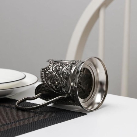 The cup holder "Troika", D = 72mm, nickel, with blackening-3