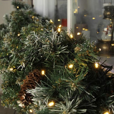Garland “thread” 10 m, IP44, dark thread, 100 LED, warm white glow, 8 modes, 220 V-2