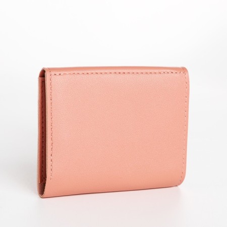 Women's wallet on the button, pink color-1