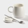 Ceramic mug with a lid and a spoon "Angel", 350 ml, white color