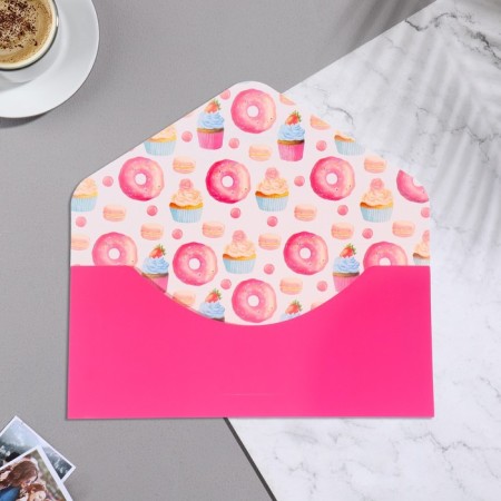 Envenue for money "Sweet life!" Soft's software, embossing, pink color, 9x19 cm-2