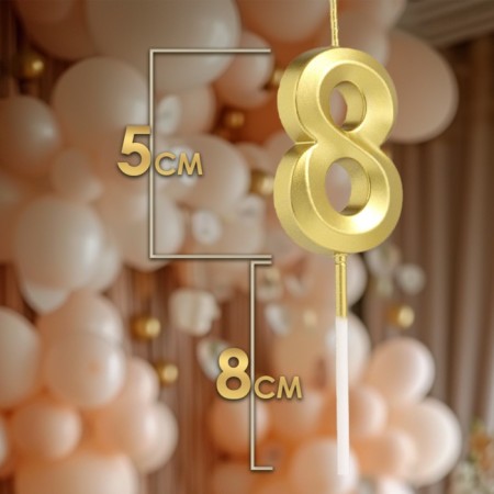 Candle in the cake on the ships "Fine", the number "8", gold, 5 cm-1