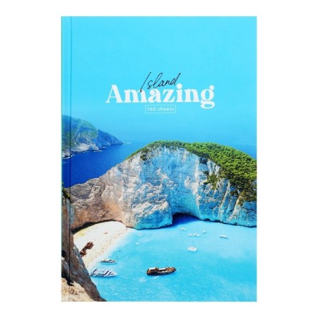 Business notebook A5 160 sheets in the Cage "Island of Dreams", solid cover, glossy lamination, mix-1