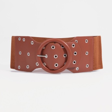 Women's belt, width 10 cm, metal buckle, grirts, redhead-3