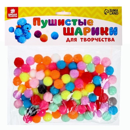 A set of textile details for the decor "bombs" 100 pcs. set, size 1 pc. 1.2 cm, color mix-4