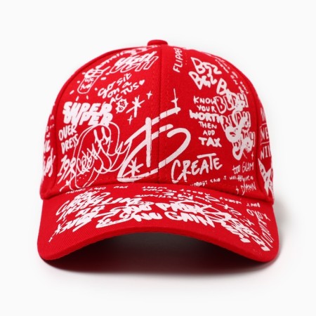 Menku cap with inscriptions, red color, rr 58-1