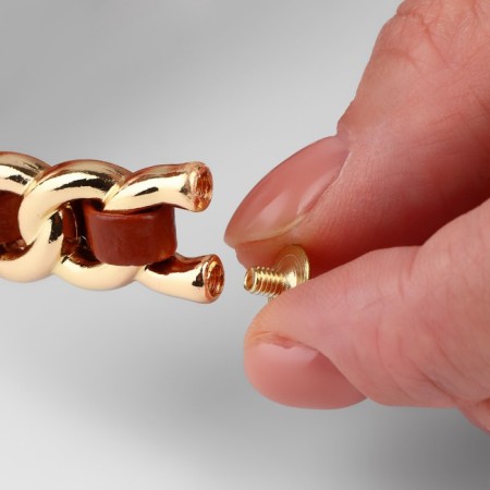 Handle for a bag, metal, with screws for fastening, 12.8 × 6.5 cm, gold/brown color-1