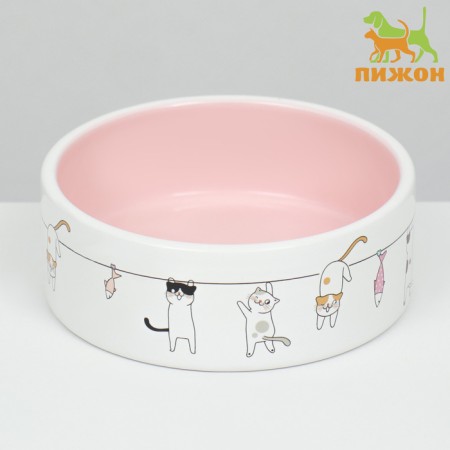 Ceramic "Funny cats" 300 ml 12.5 x 4.5 cm, beige-white-1