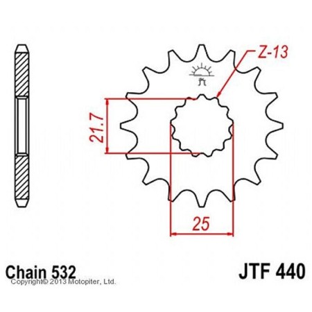 Leading star JT SPROCKETS 440.15, chain 532, 15 teeth