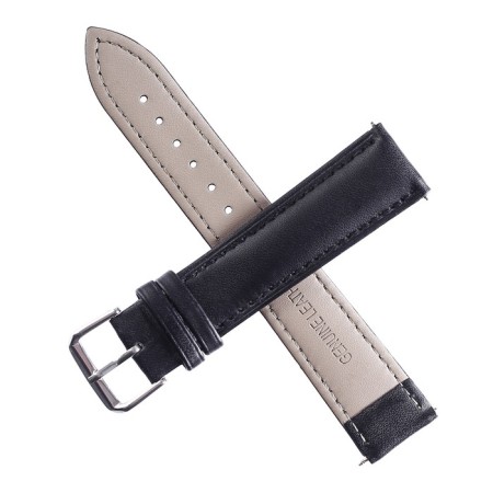 Solomon watch strap, 18 mm, genuine leather, L-20 cm, black with embossing