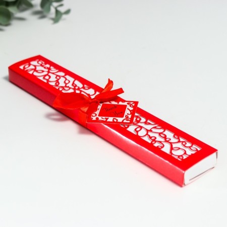 Fan bamboo, textiles h = 21 cm "monocet" in a box, red-8