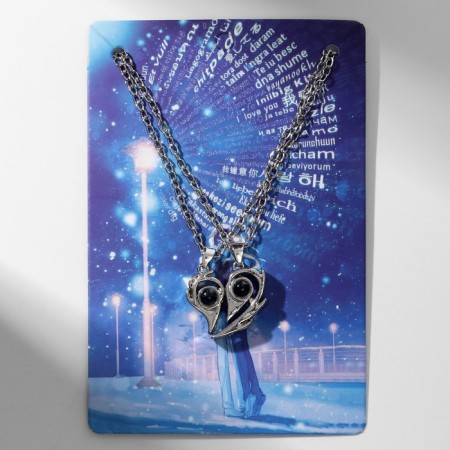 Kulons "Uzolnutinok" on the magnet, projector, heart, gray color in silver, 45 cm-4