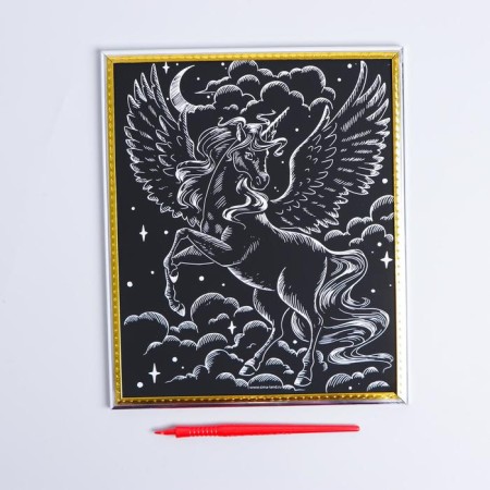 Engraving in the frame "unicorn in the clouds" with the metallic effect "silver"-2