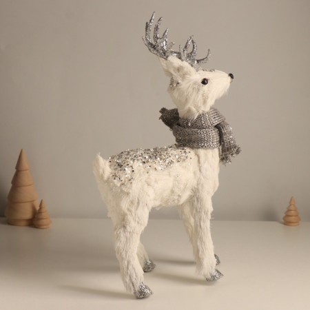 Decor "White Deer with sparkles, in a scarf" 23x10x38 cm-1