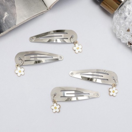 Invisibility for hair "Ophelia" (set 4 pcs) chamomile, 4.5 cm, silver-1