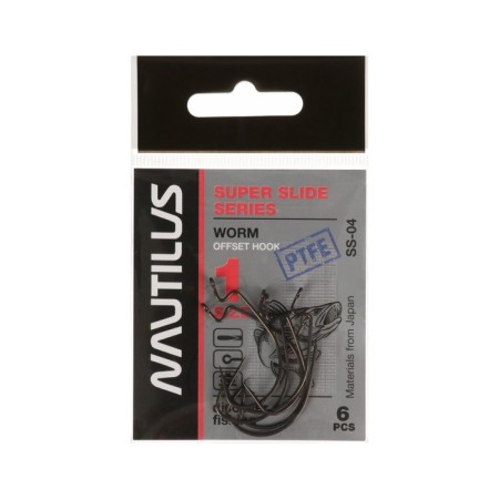 Offset hook Nautilus offse Super Slide Series Worm SW-04PTFE, No. 1, 6 pcs.