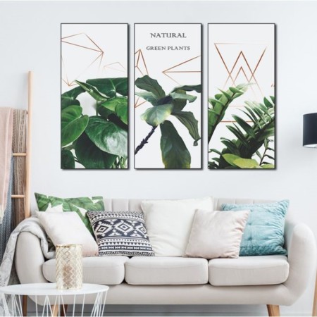 Sticker Plastic Interior triptych "Plants and geometry" set 3 sheets 29.5x61 cm