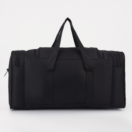 Road bag, 3 parts on zippers, external pocket, long belt, black color-1