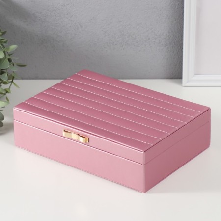 Casket to the leatherette for jewelry "Glovan. Strips. Bant" Pink metallic 17x24x7 cm-3