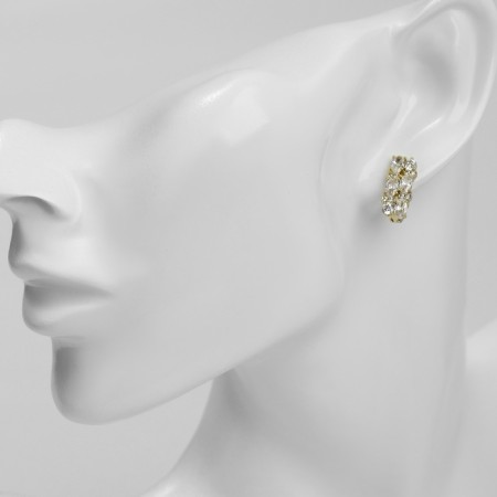 Earrings with rhinestones Xuping sheet, white color in gold-2