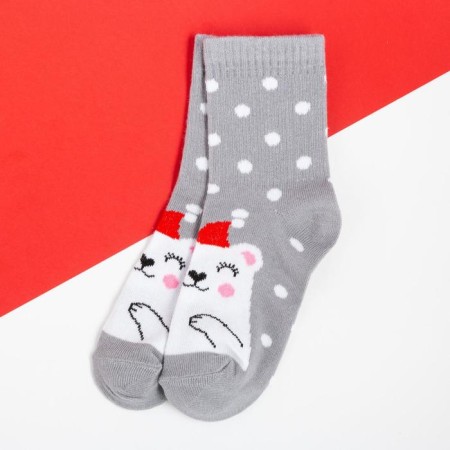 New Year's socks KAFTAN "Bear" rr 16-18, gray-1