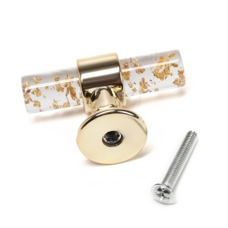 Handle button Cappio PK106, D = 12 mm, plastic, color transparent gold/gold-4