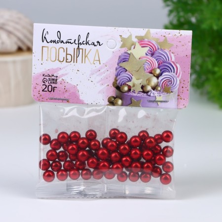 Confectionery decor "Stylish Solution", 7 mm, red, 20 g-1