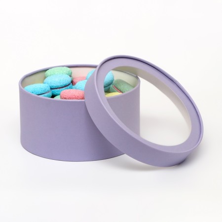 Set 2 in 1 round boxes with a window, pale purple, 21 x 11 - 18 x 10 cm-2