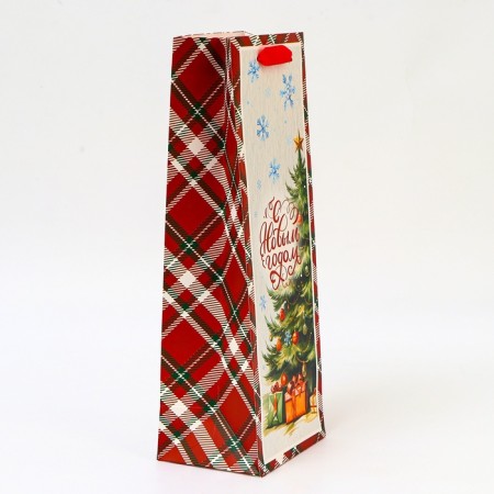 New Year. New Year's gift package for a bottle "under the Christmas tree", 13 x 36 x 10 cm.-1