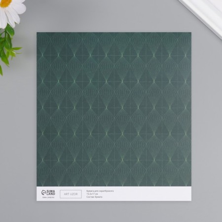Scrapbooking paper "Crystals on green" density 180 grams set 10 pcs 15.5x17 cm-2