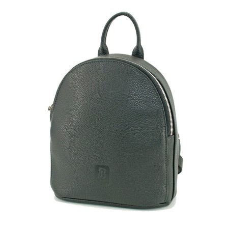 Women's backpack, genuine leather, black 22x10x25 cm