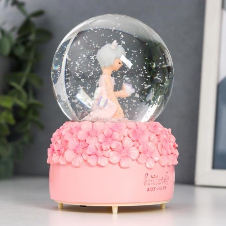 Souvenir Polystone Water Ball Light, music "Baby and forget -me -nots" d = 8 cm mix 12.5x8x8 cm-4