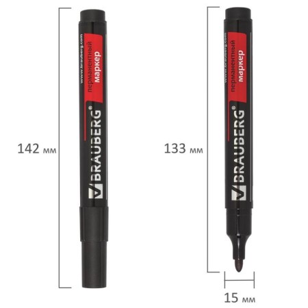 Permanent 3.0 mm marker Brauberg contraact, black, undeveloped-6