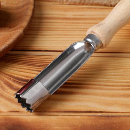 A knife for the core of an apple with a wooden handle-1