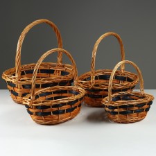 Camping of baskets, 45x36x14/41 cm, 39x31x13/36 cm, 33x25x11/31 cm, 28x19x9/26 cm, 4 pcs, willow