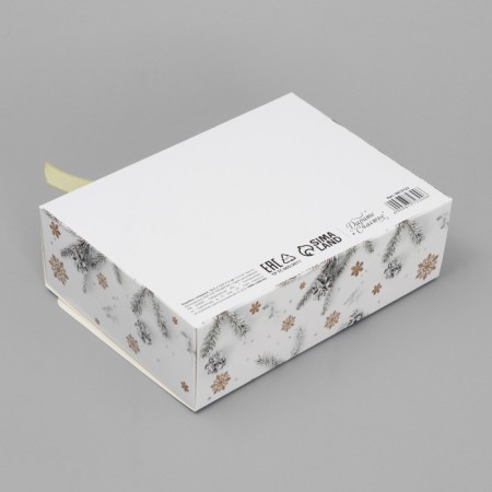 Gift box "New Year's branches", embossing, 16.5 x 12.5 x 5 cm, New Year-4