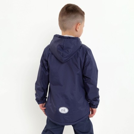 Jacket (windbreaker) on a fleece for a boy, blue color, height 128-134 cm-3