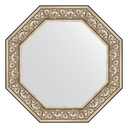 Mirror in the baguette frame, baroque silver 106 mm, 75x75 cm