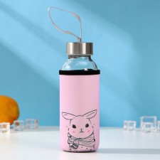 A glass bottle in the case “Best Friends”, 300 ml, h = 16.5 cm, Mix drawing