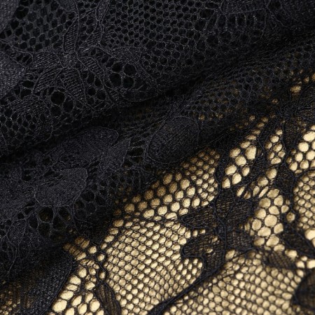 Lace elastic fabric, 195 mm × 2.7 ± 0.5 m, black color-1