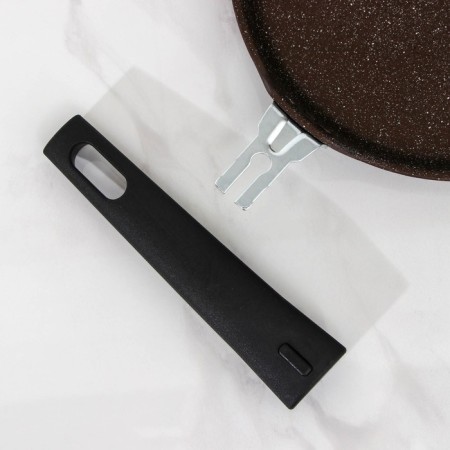 Pancake pan, d = 20 cm, plastic handle, anti -stick coating, coffee marble color-3