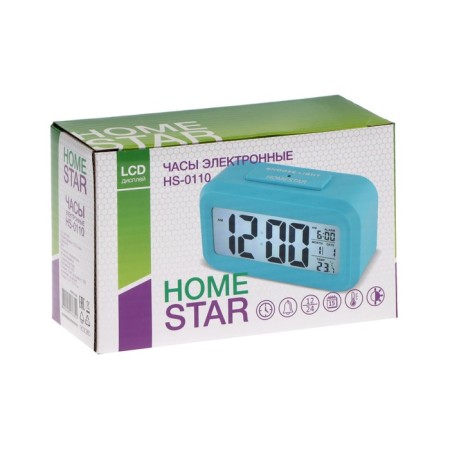 Homestar HS-0110, an alarm clock, temperature, backlight, 3HAAA, blue-6