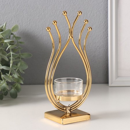 Climber Metal, glass per 1 candle "Golden Flame" d = 4.5 cm 6.5x10x20 cm-1