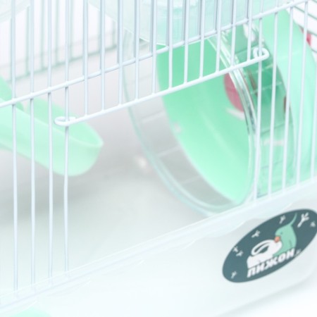 A cage for rodents "Pigger", 23 x 17 x 33 cm, transparent, green content-2